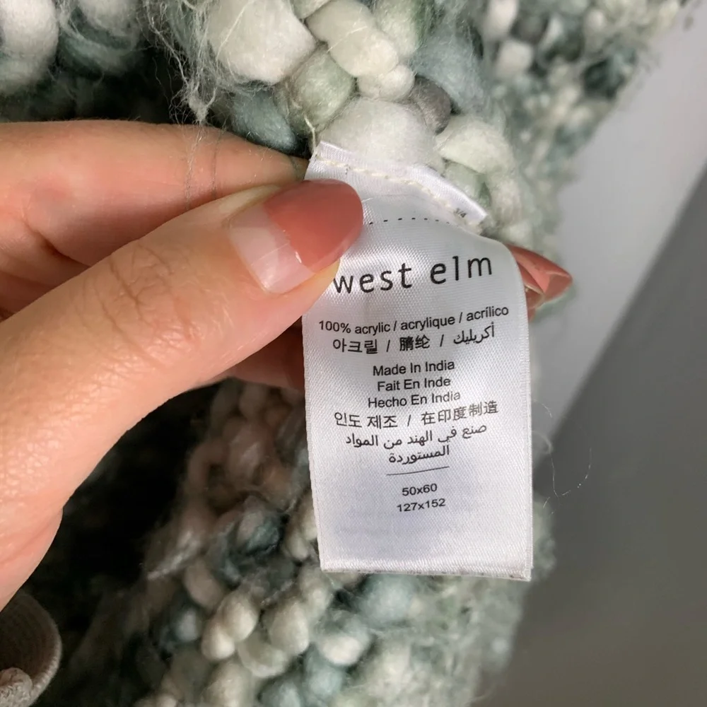 West Elm Gray Woven Blanket